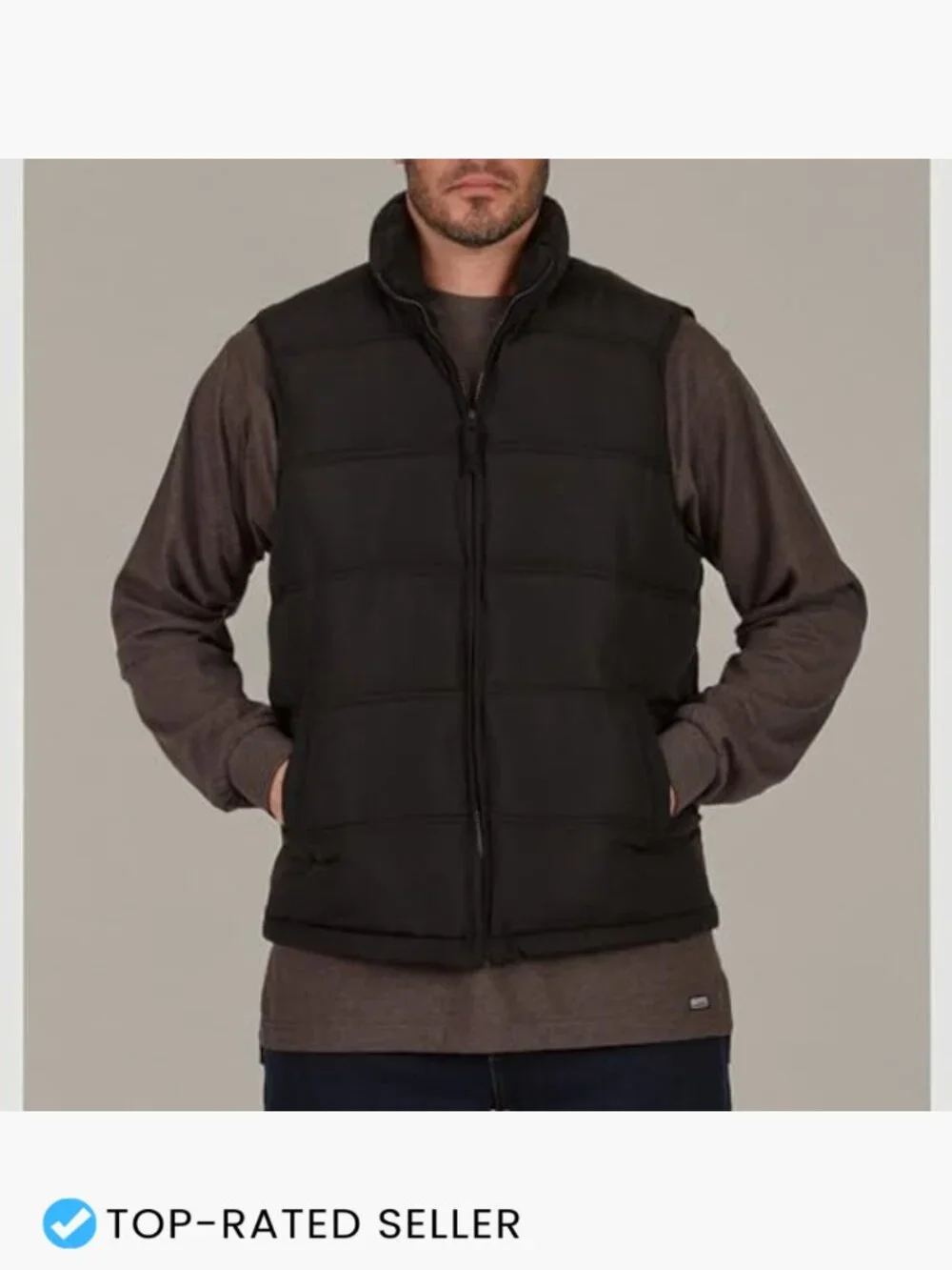 Men's Quilted Puffer Vest Insulated Sleeveless Winter Layering Piece Black